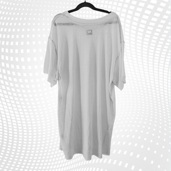 NSF White Tee Shirt Top Bias Cut Cotton Scoop Neck Short Sleeve Size L - Picture 2 of 7